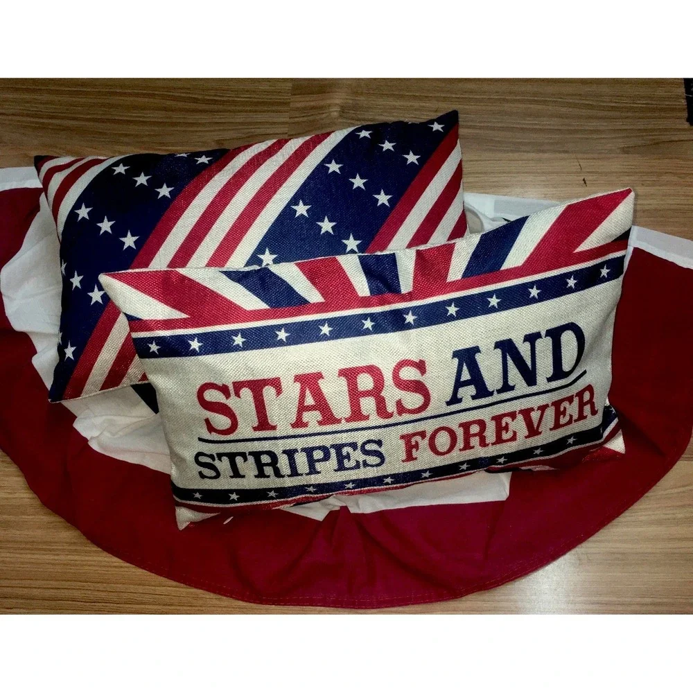 4th of July Patriotic Stars & Stripes America Throw Pillow Covers Only 12